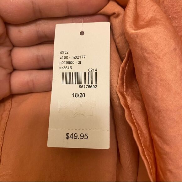 Lane Bryant Hi-Low pull on Coral peach Skirt silky Crinkle lightweight 18-20 New - Picture 7 of 11